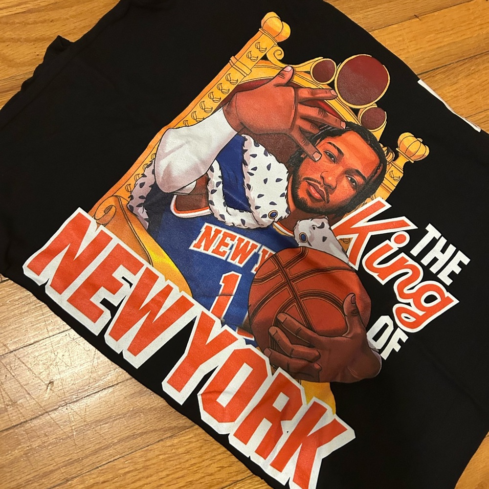 “King of New York” Jalen Brunson New York Knicks Black T-Shirt (L)